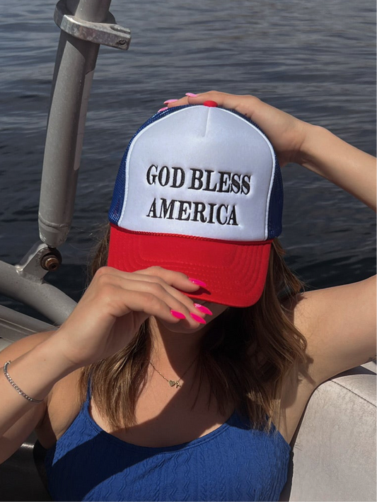 God Bless America embroidered hat