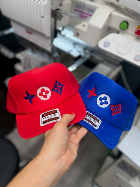 LV flower embroidered hat