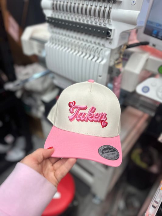 Taken puff embroidered hat
