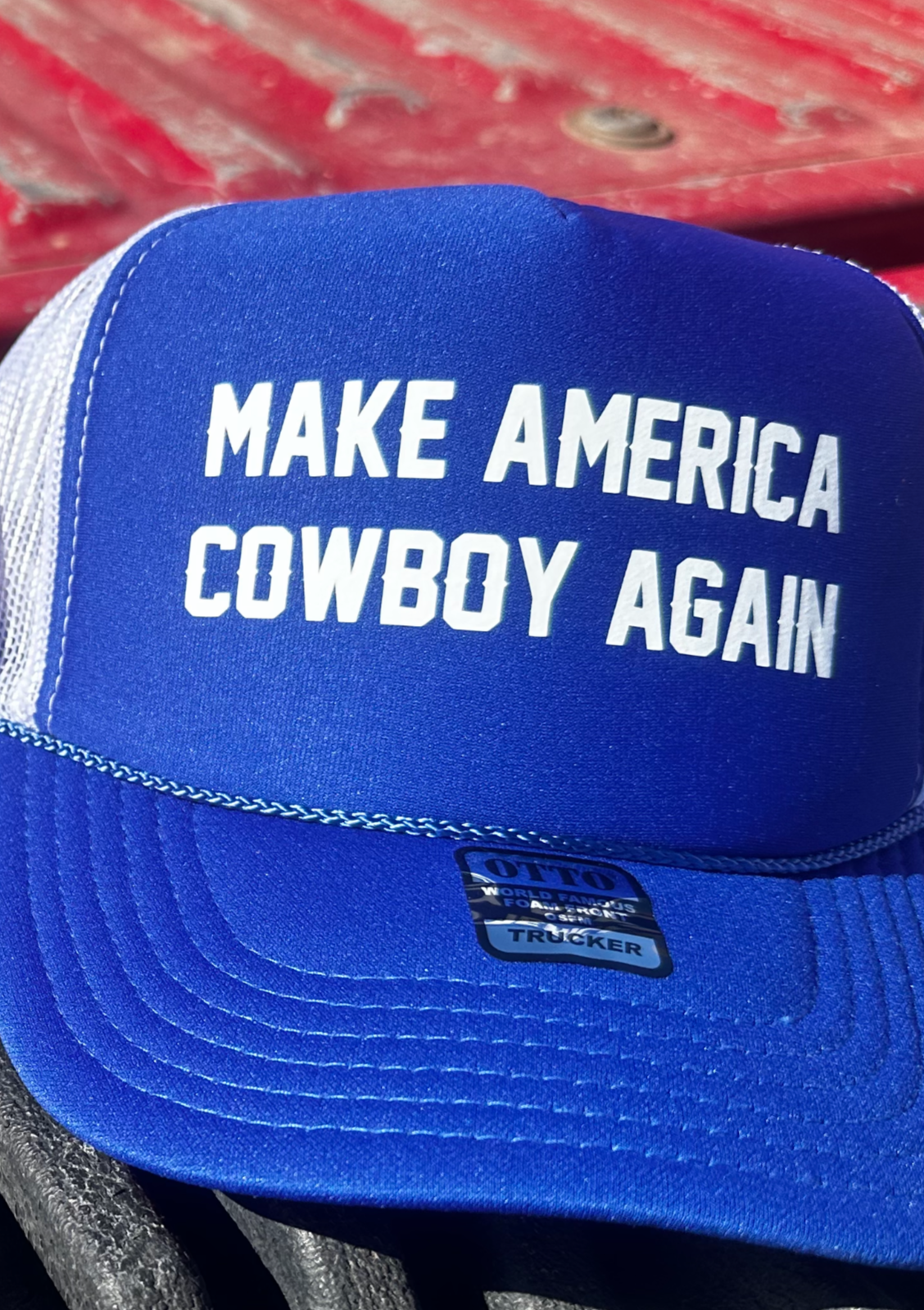 Make American Cowboy Again vinyl foam trucker hat