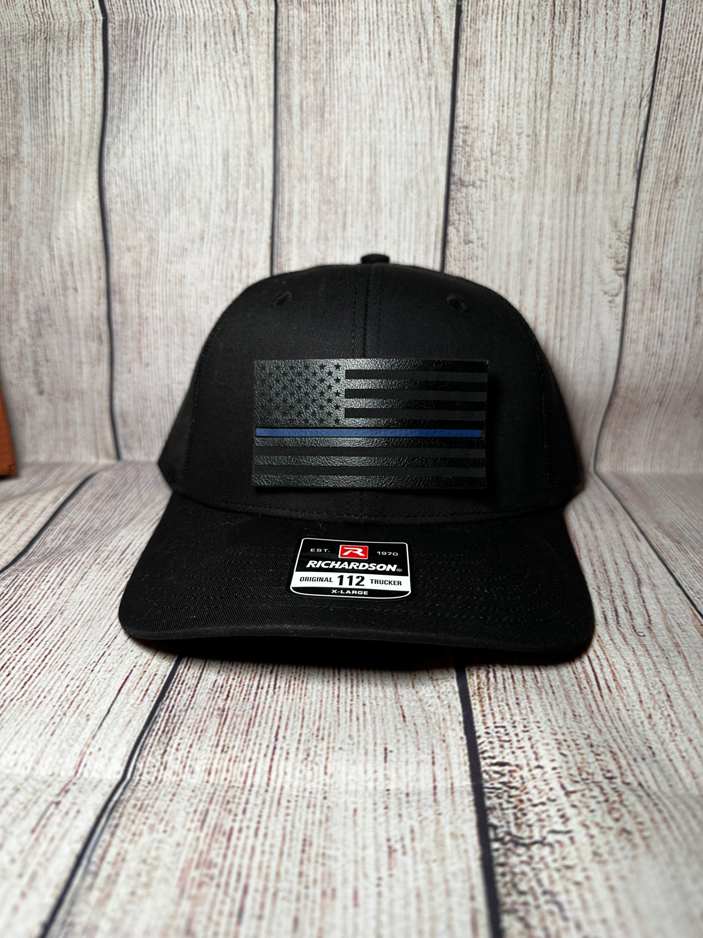 Thin blue line leatherette hat