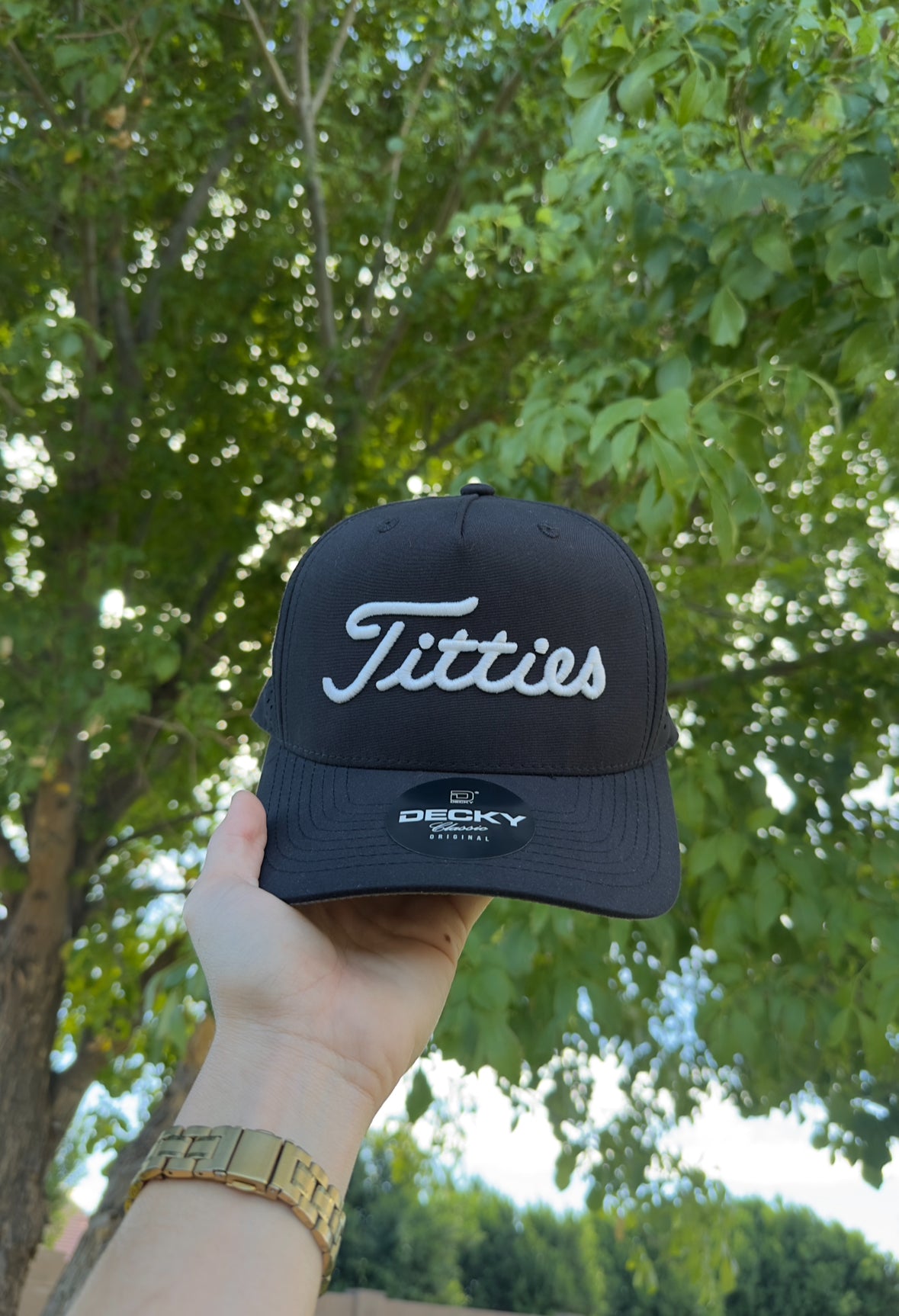 Titties embroidered golfing hat