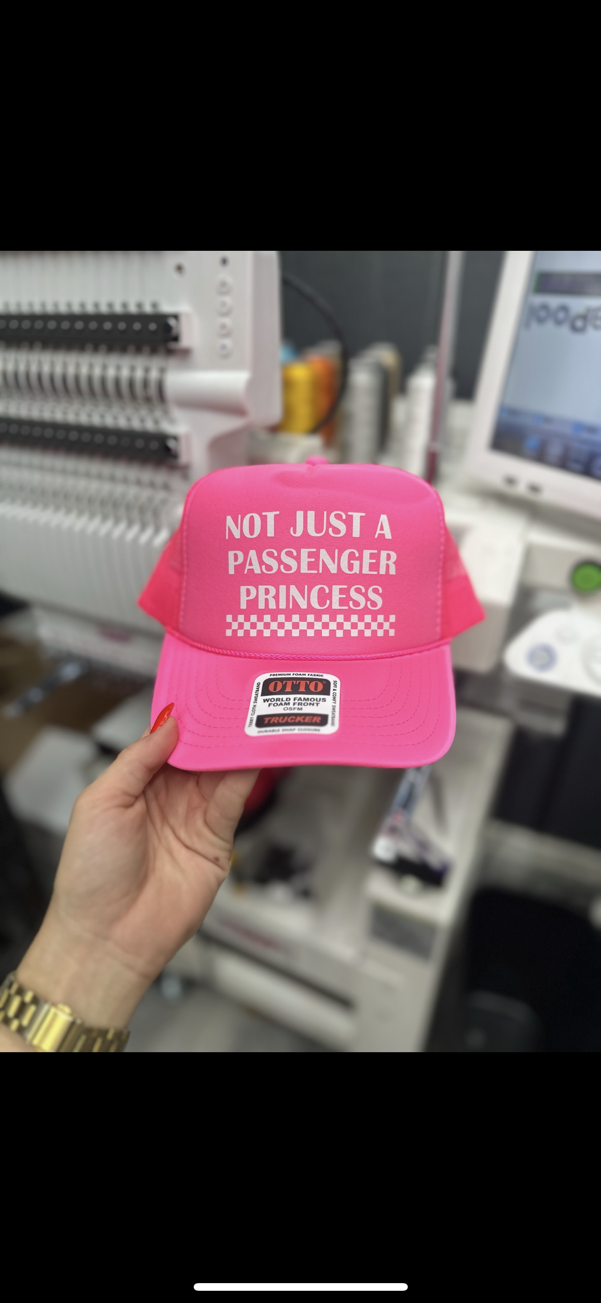 Not just a passenger princess vinyl trucker hat