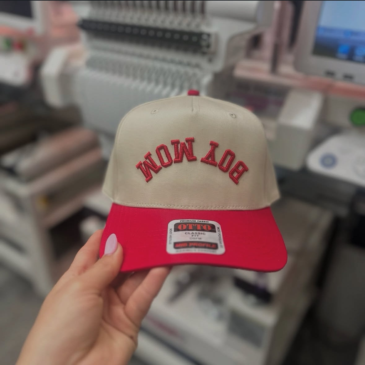 Boy mom puff embroidered trucker hat