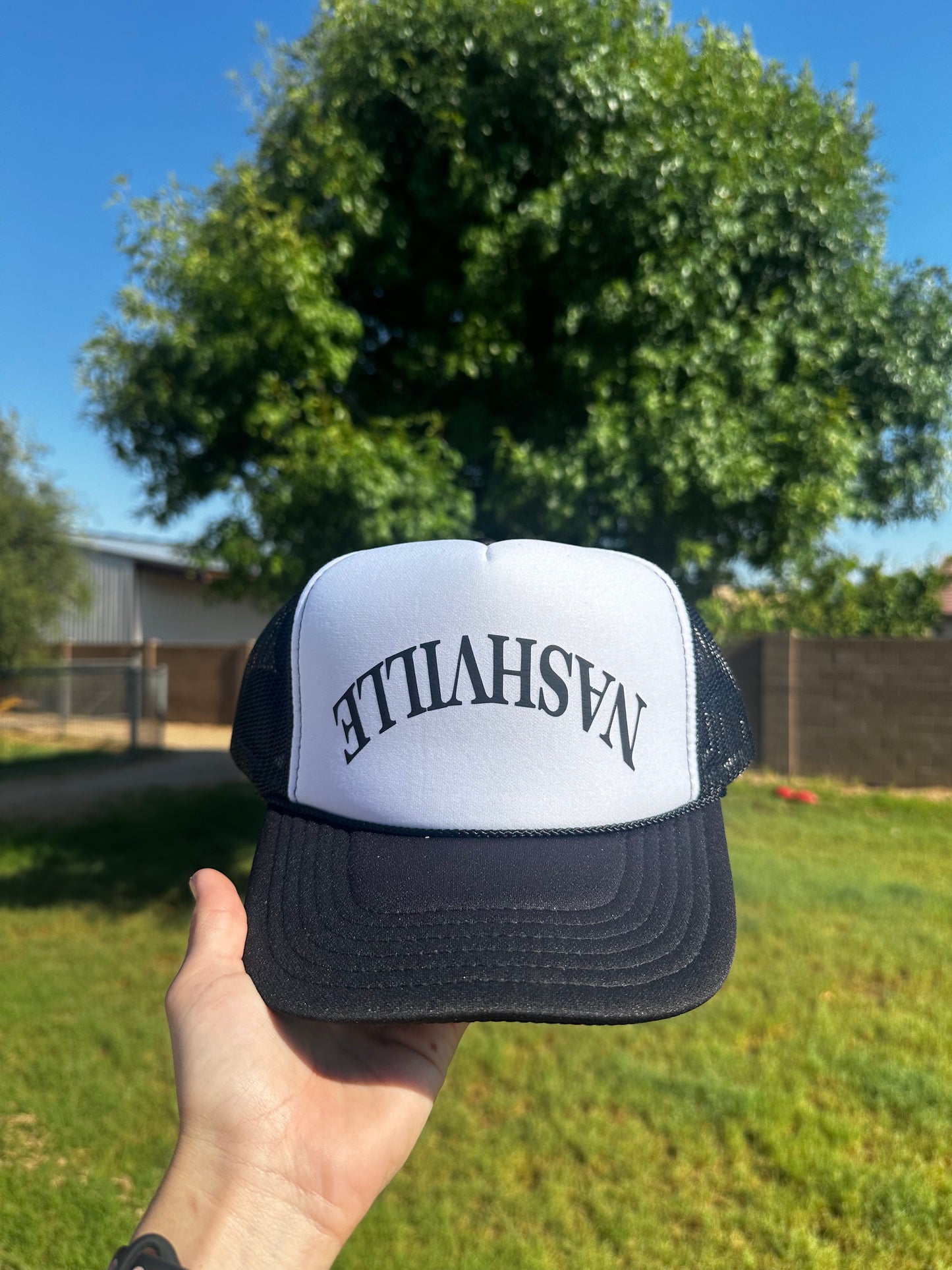 Upside down Nashville trucker hat