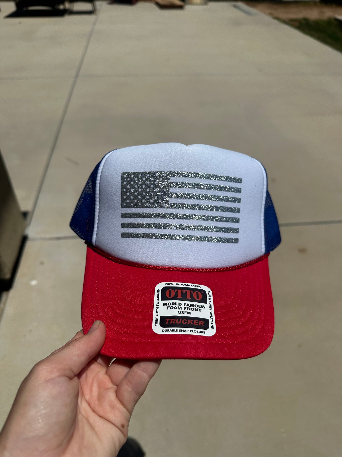 American Flag vinyl foam trucker hat