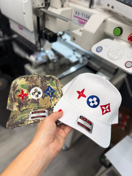 LV flower embroidered hat
