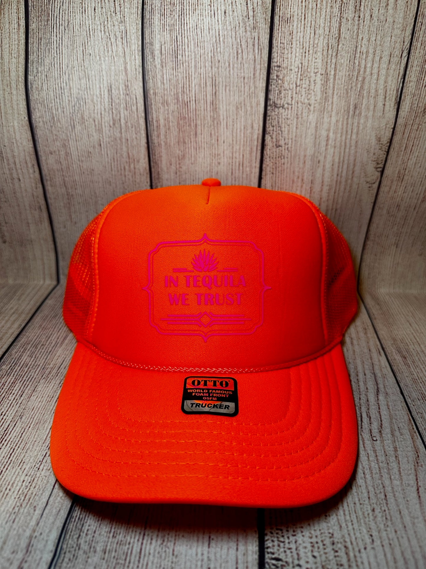 In tequila we trust vinyl trucker hat