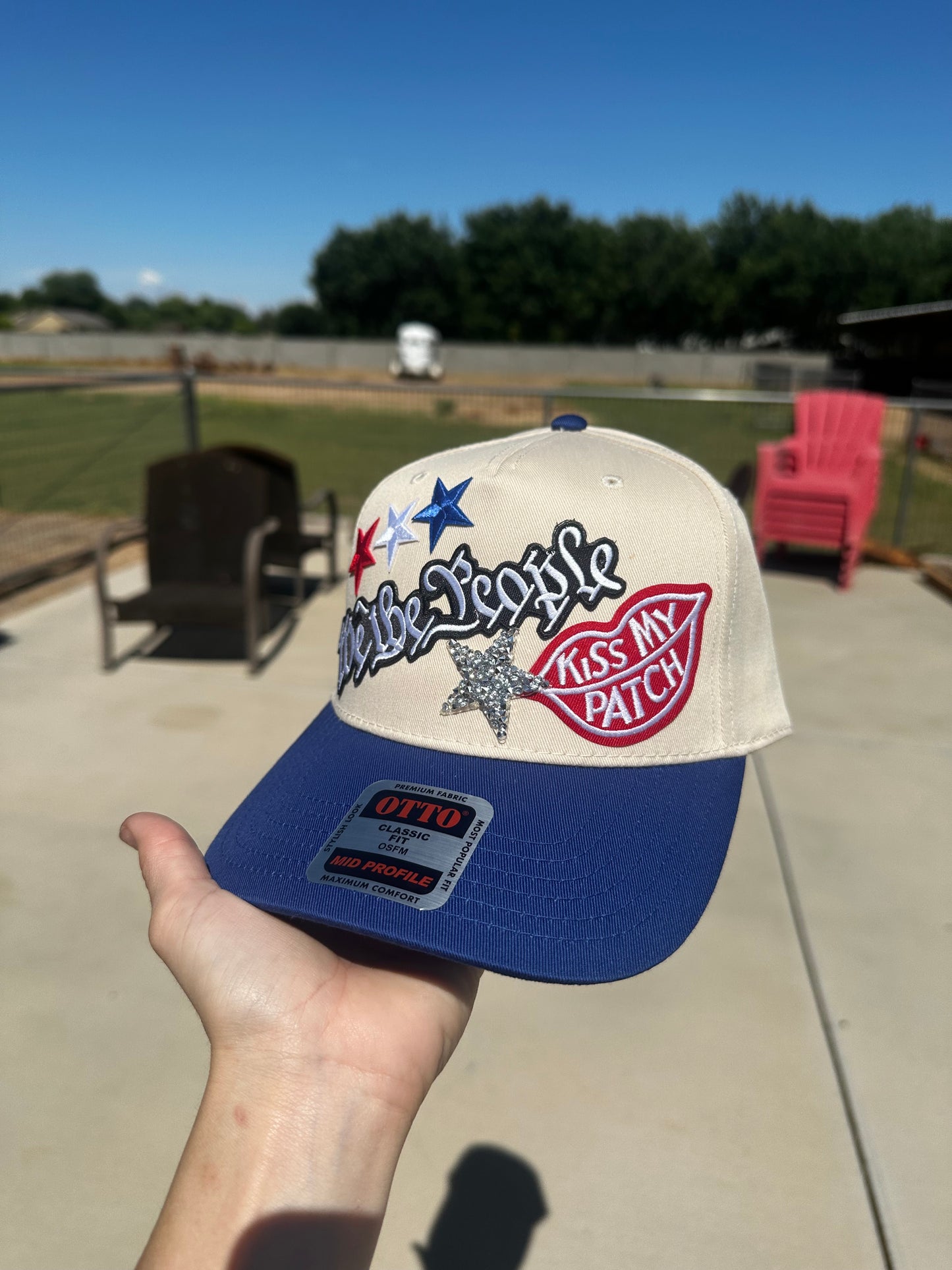 White/Blue Canvas We The People Trucker