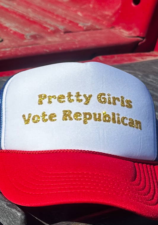 Pretty Girls Vote Republican vinyl foam trucker hat