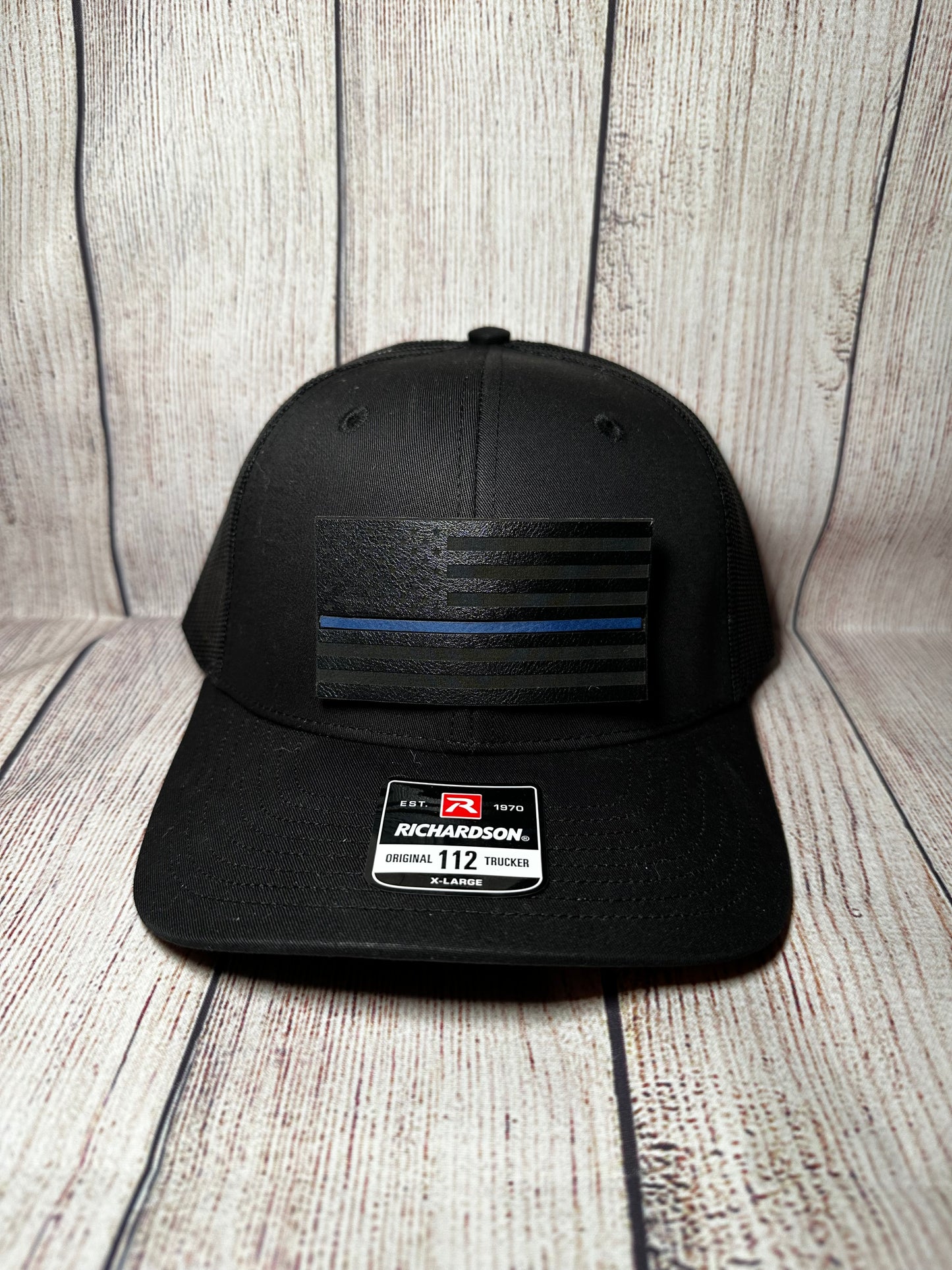 Thin blue line leatherette hat