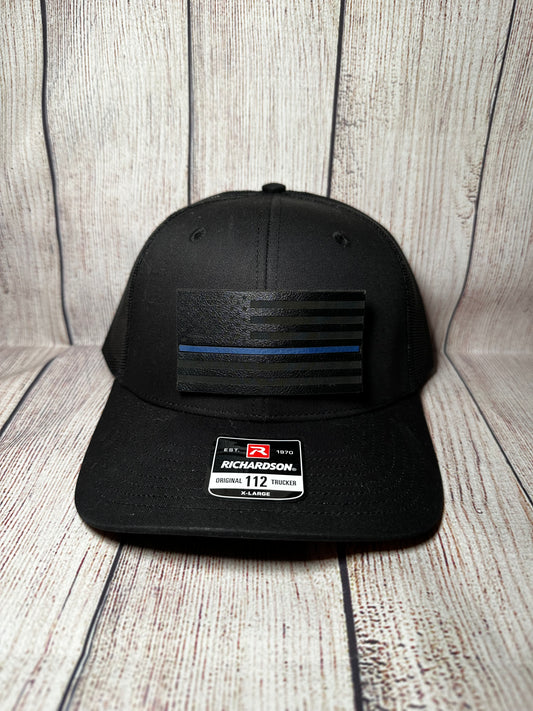 Thin blue line leatherette hat