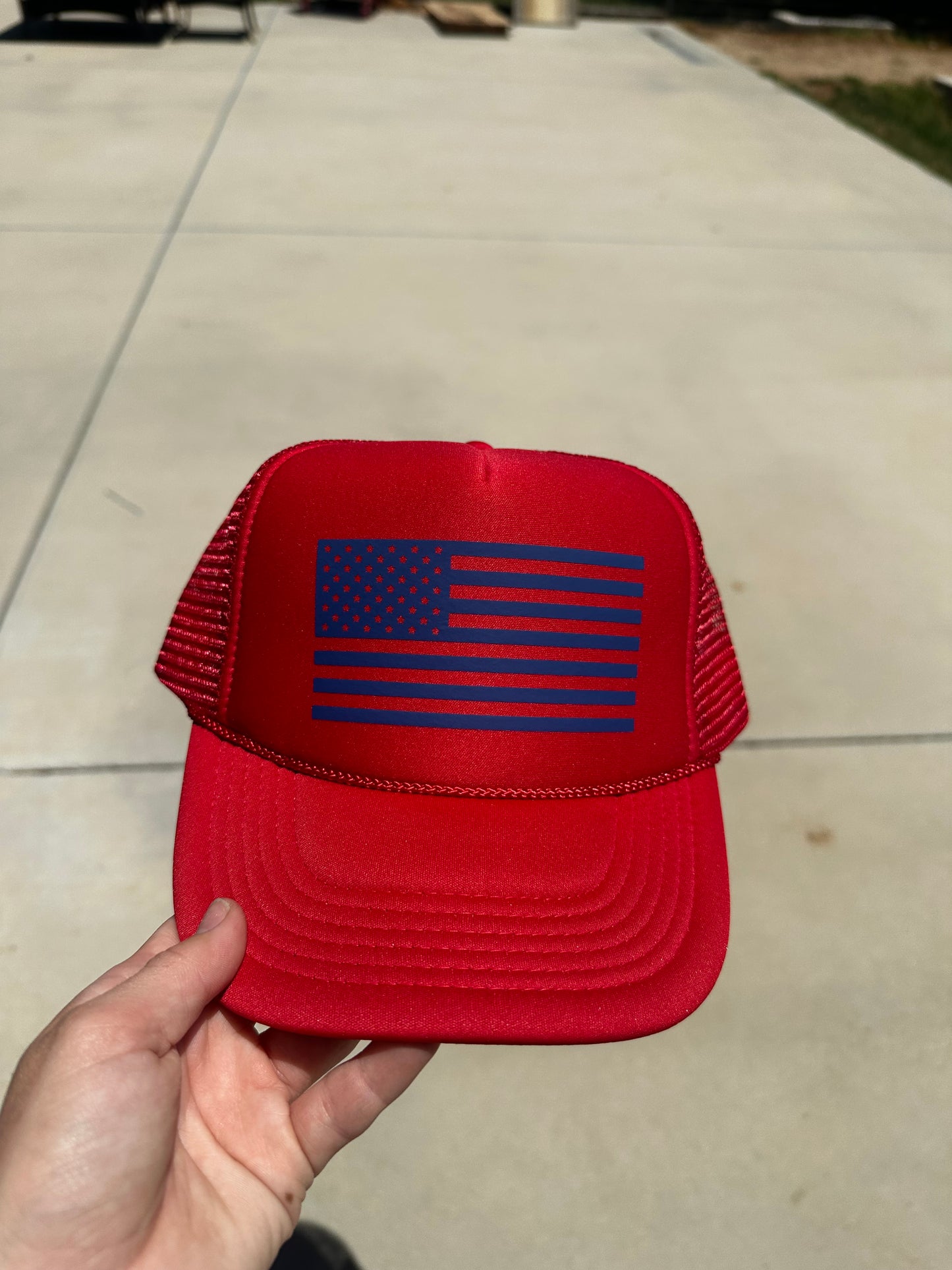 American Flag vinyl foam trucker hat