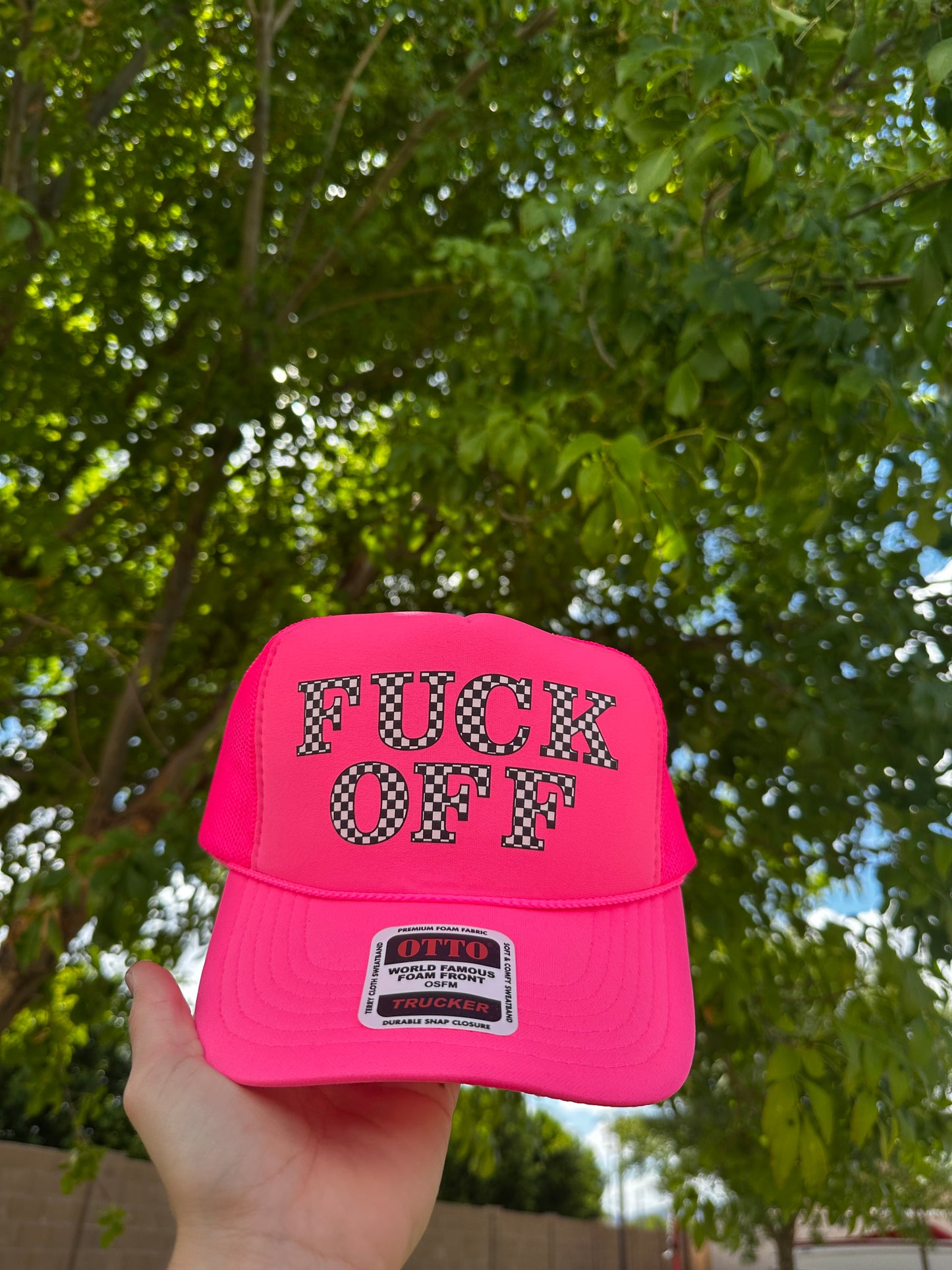 F*ck off checkered trucker hat