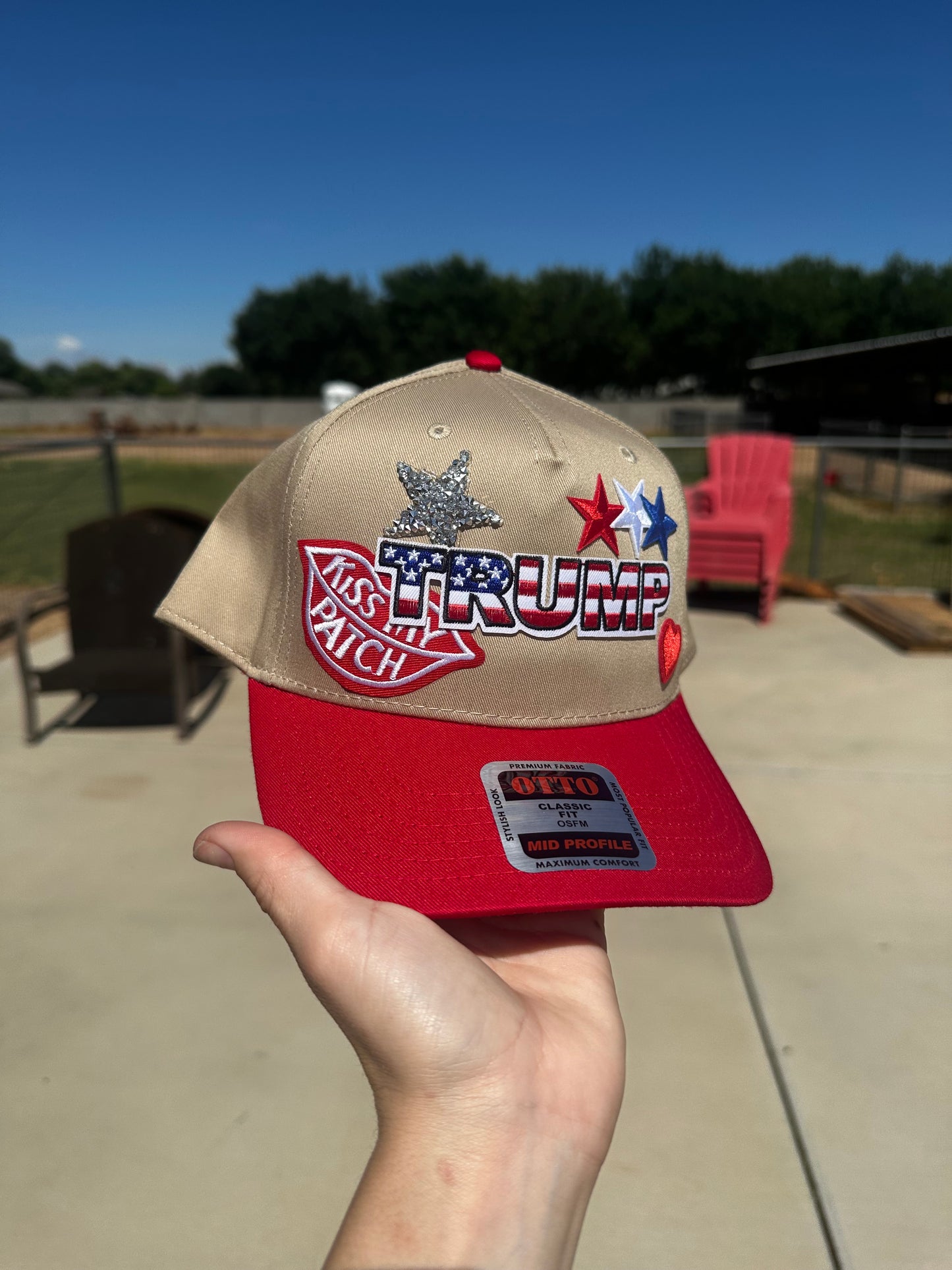 Khaki/Red Canvas Trump Trucker