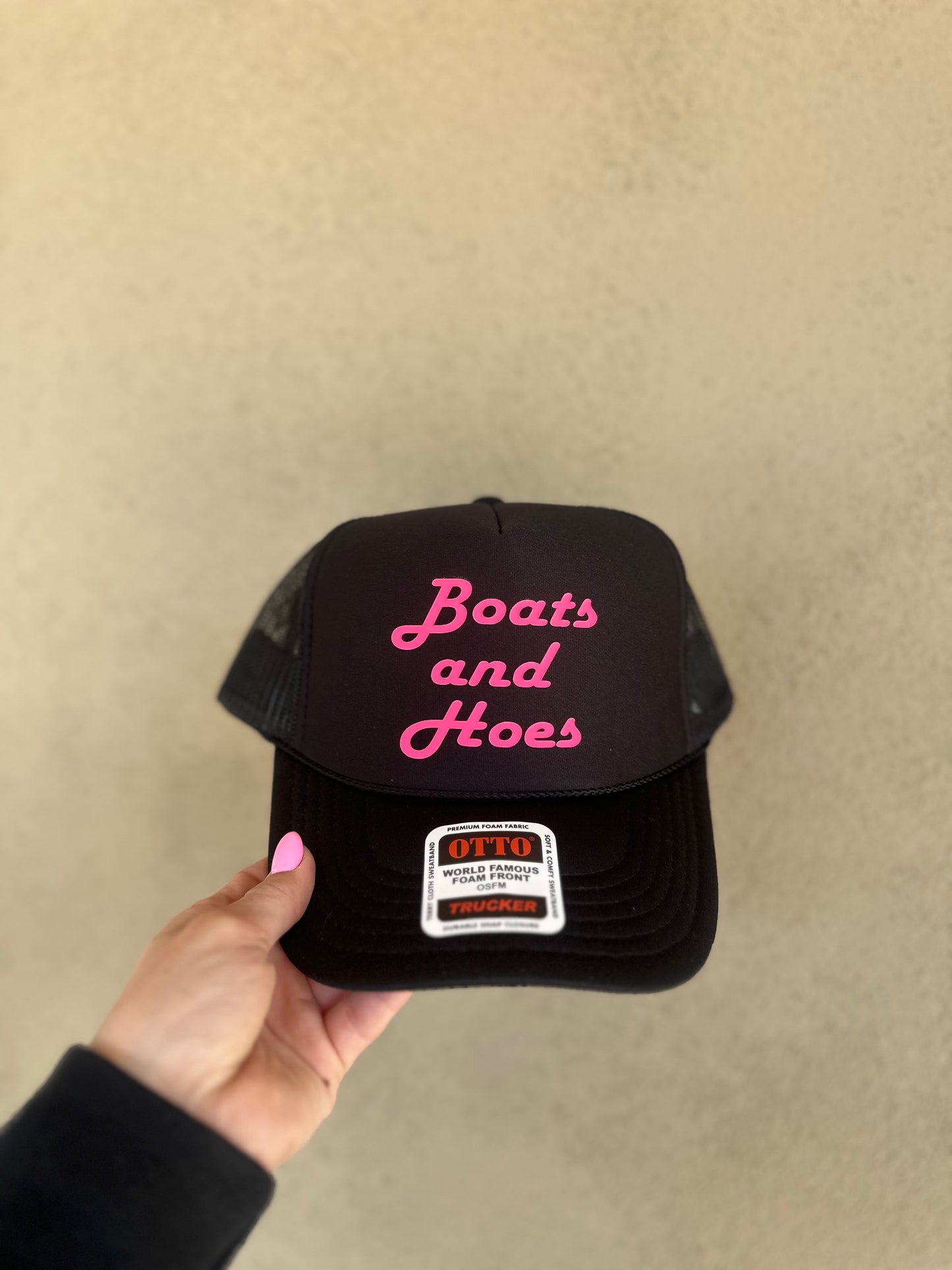 Boats and hows vinyl trucker hat