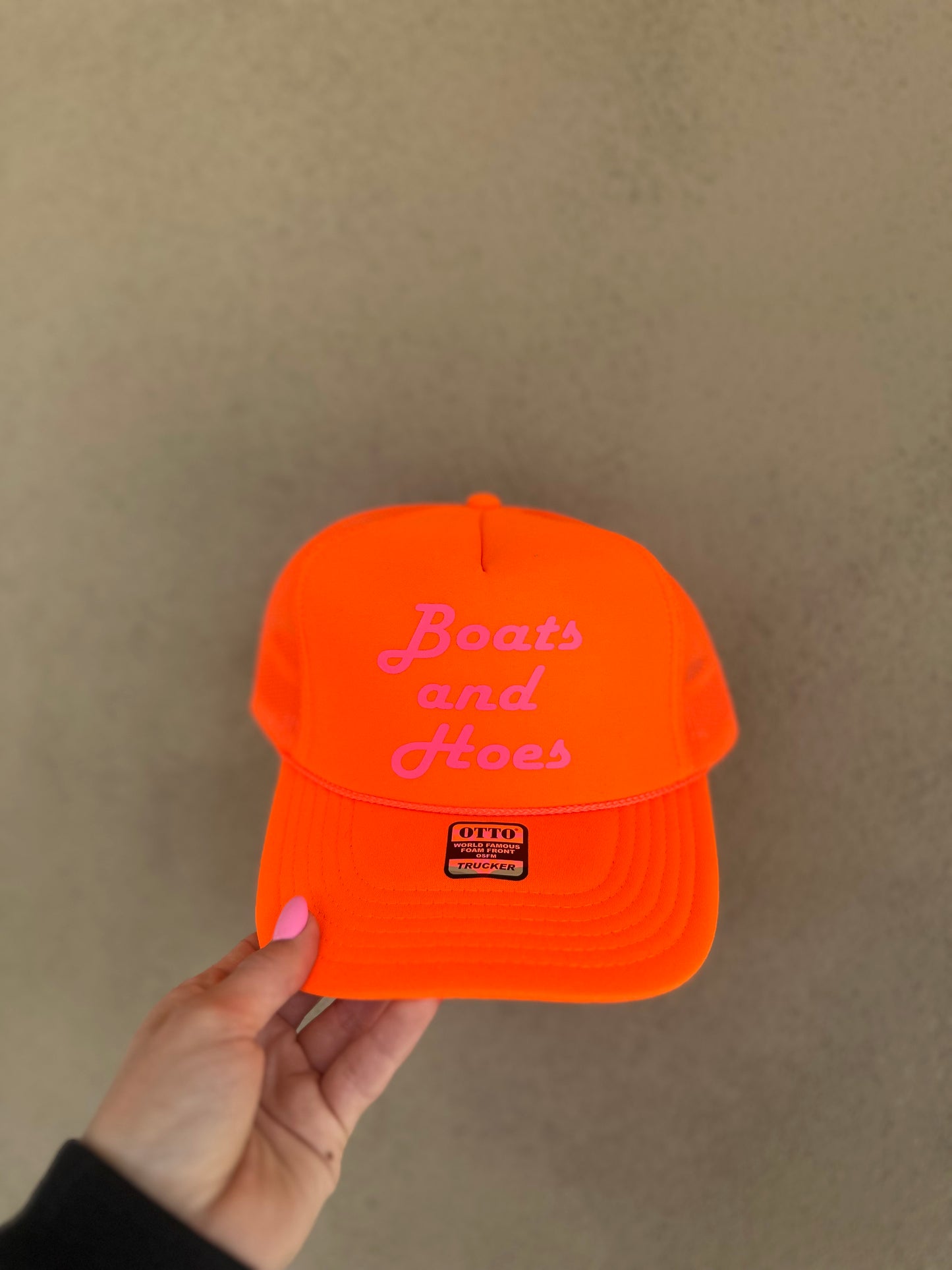 Boats and hows vinyl trucker hat