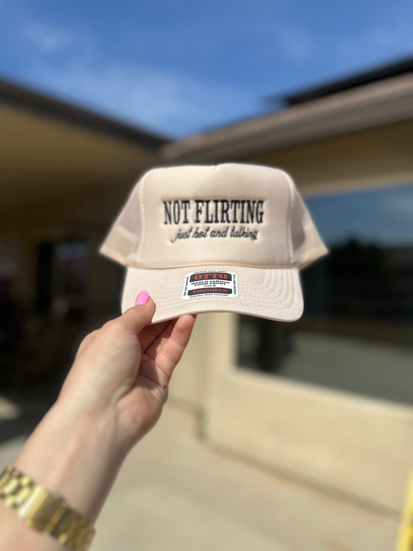 Not flirting embroidered hat