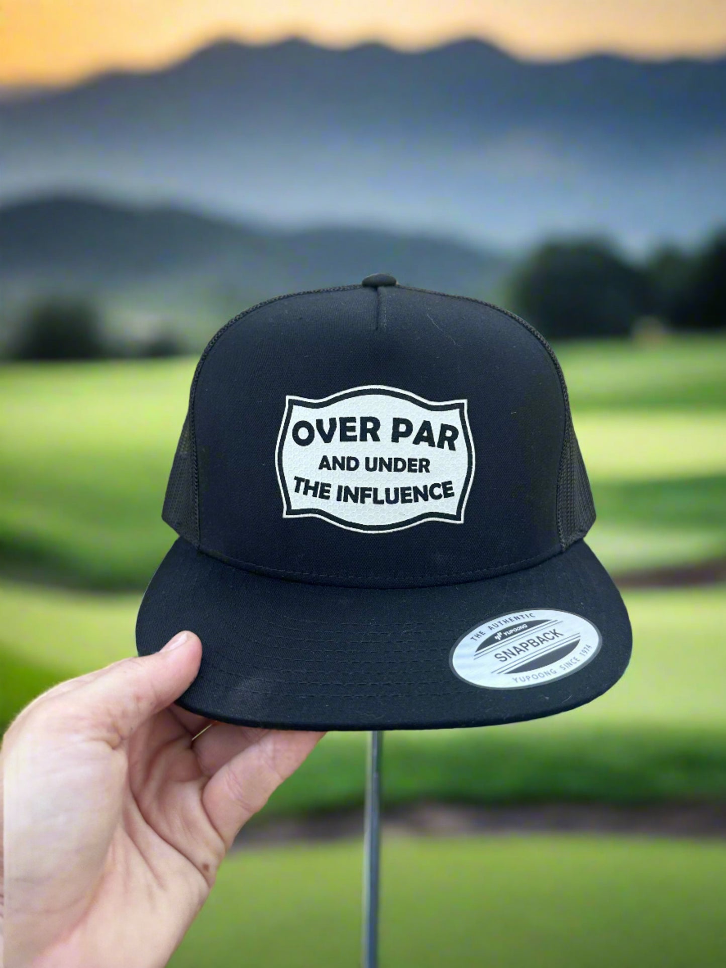 Over par and under the influence golfing hat