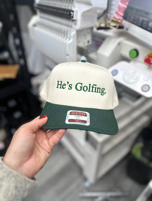 He's Golfing embroidered hat
