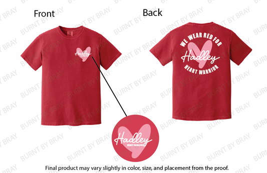 a red shirt with white text